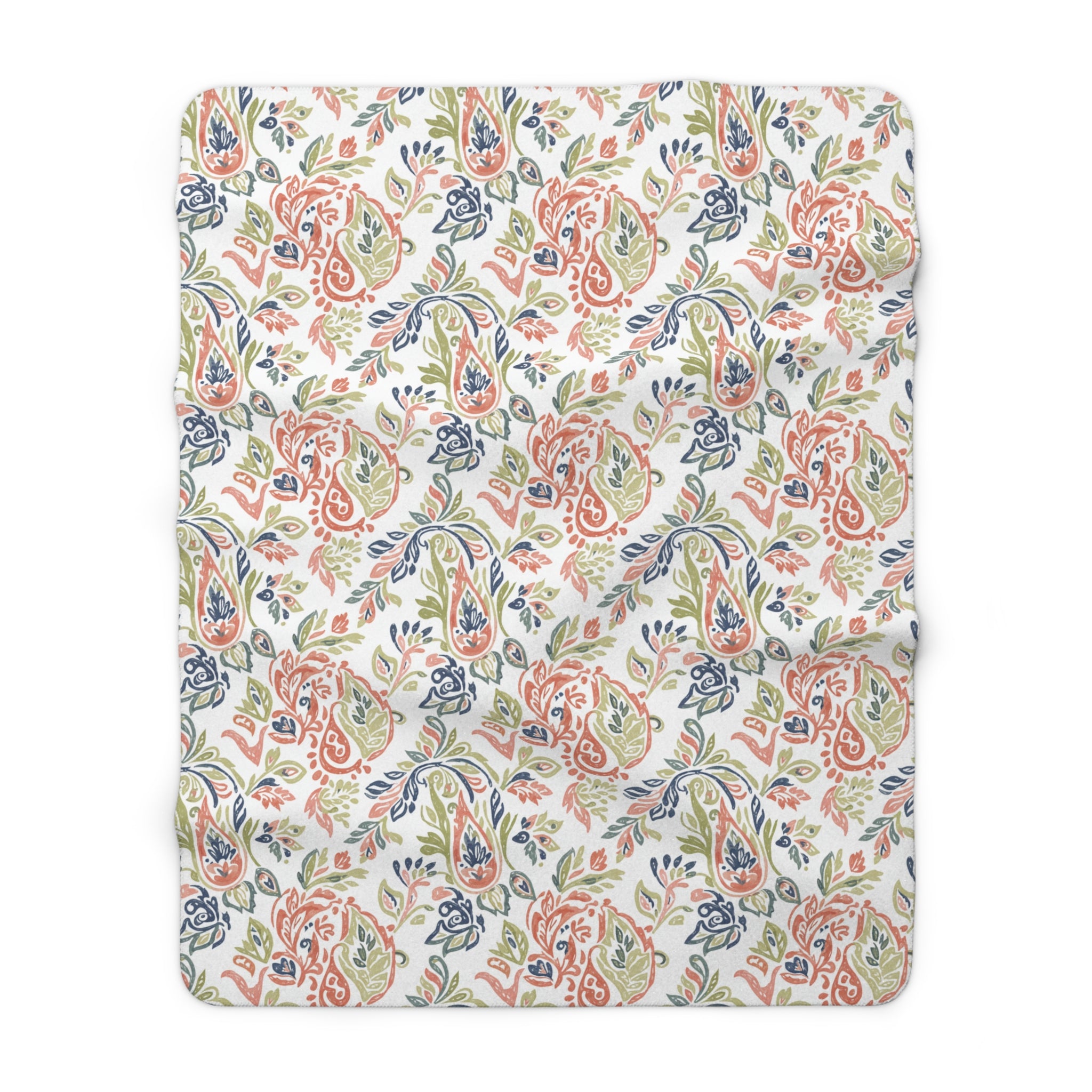 Floral Paisley Sherpa Blanket — Cozy Fleece Throw for Living Room & Gifts