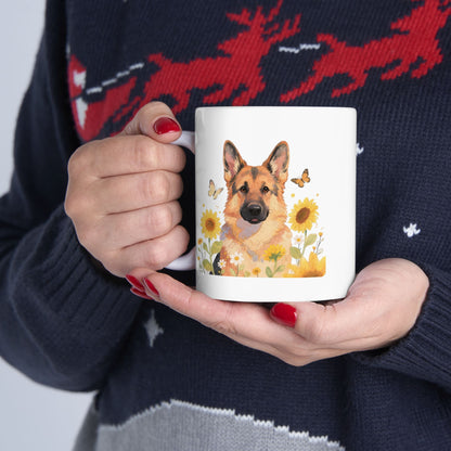 Ceramic Mug — "Peaceful Days" — German Shephard Coffee Cup (11oz/15oz)