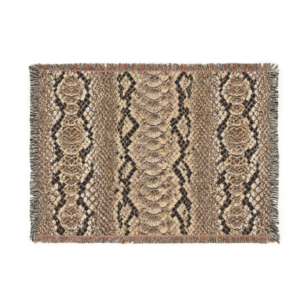 Woven Blanket — Neutral Snake Skin Pattern Throw for Living Room, Boho Farmhouse Decor
