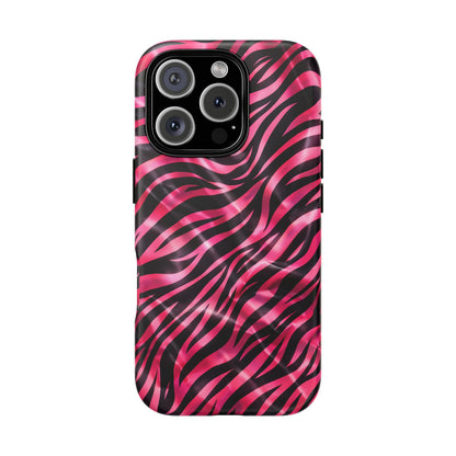 Pink Zebra Tough Phone Case — Glossy Protective Phone Cover