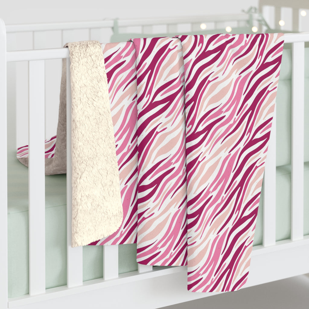 Pink Zebra Sherpa Blanket — Cozy Fleece Throw for Girls & Teens