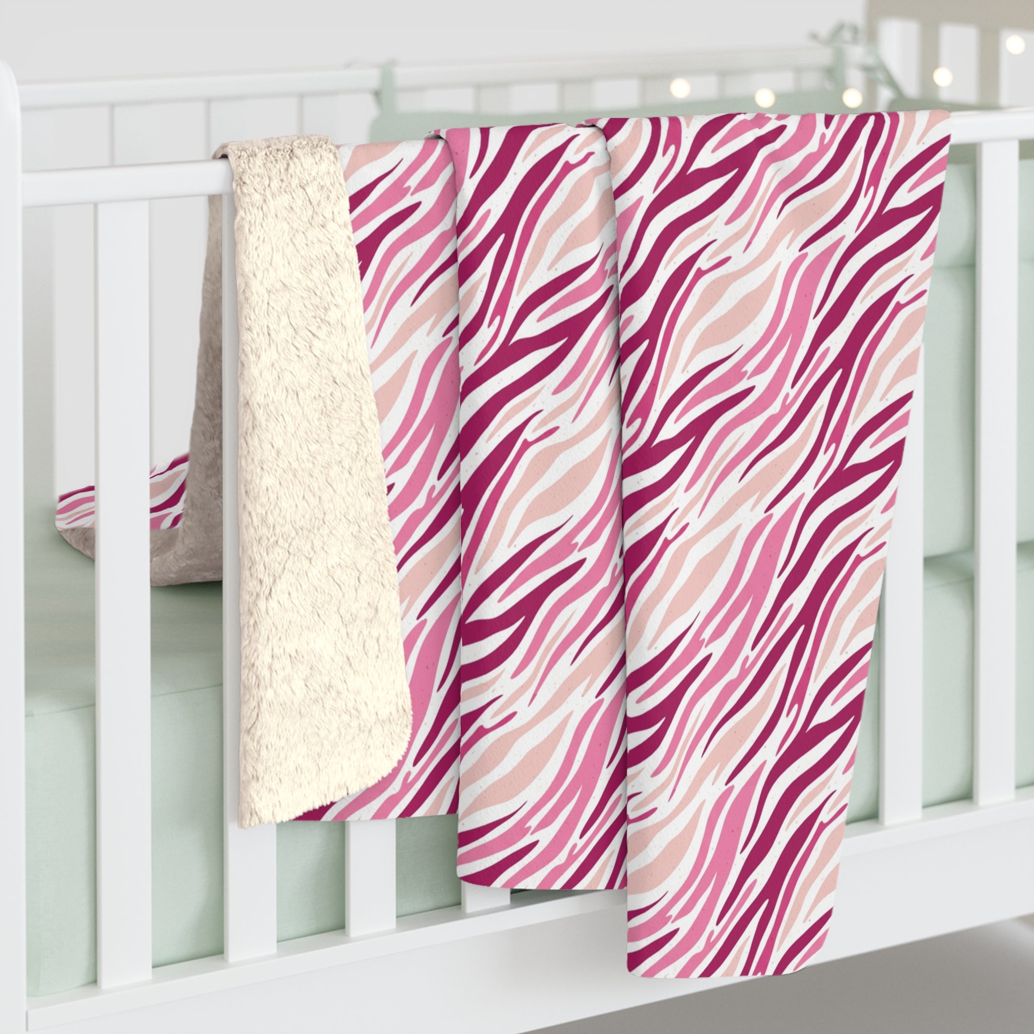 Pink Zebra Sherpa Blanket — Cozy Fleece Throw for Girls & Teens
