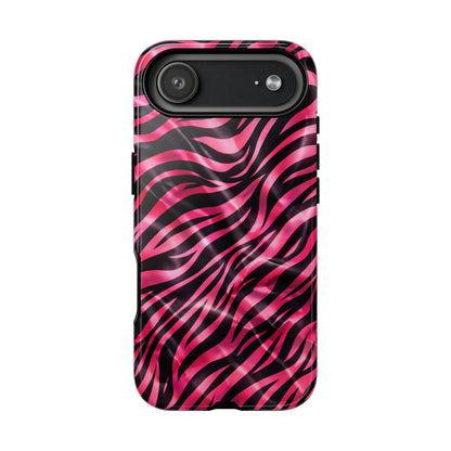 Pink Zebra Tough Phone Case — Glossy Protective Phone Cover