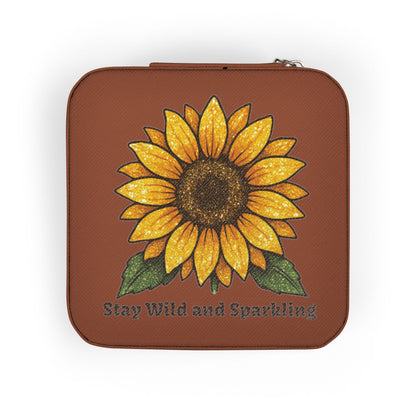 Sunflower Jewelry Travel Case — "Stay Wild and Sparkling" Compact Organizer