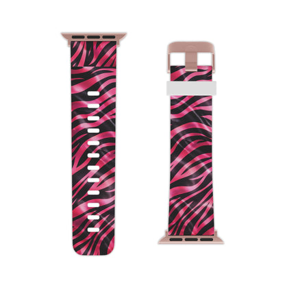 Pink Zebra Print Apple Watch Band — Bold Animal Stripe Replacement Strap