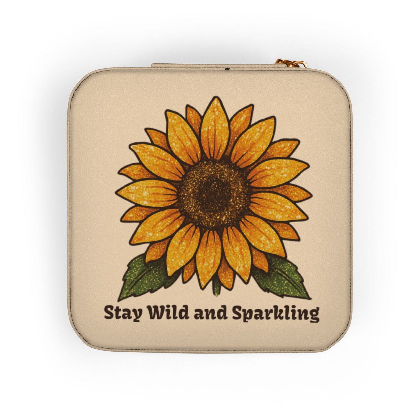 Sunflower Jewelry Travel Case — "Stay Wild and Sparkling" Compact Organizer