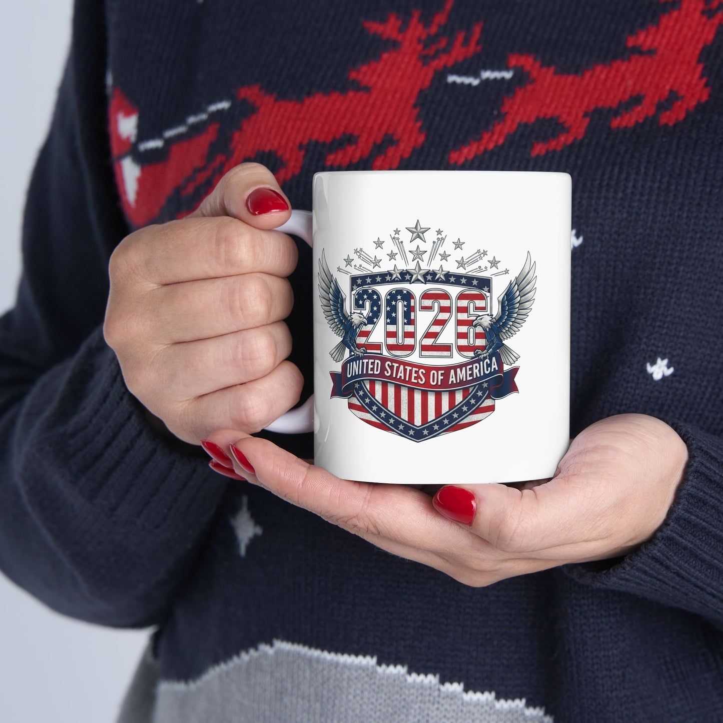 American Eagle Crest Ceramic Mug — Patriotic 11oz & 15oz Coffee Cup