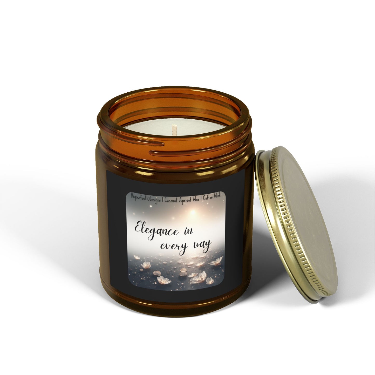 Scented Candle — Coconut Apricot Wax, "Elegance in every way" (9oz)