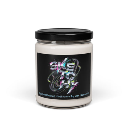 Scented Soy Candle, 9oz Jar | Melted Kinetic Typography | Psychedelic Glitch Text