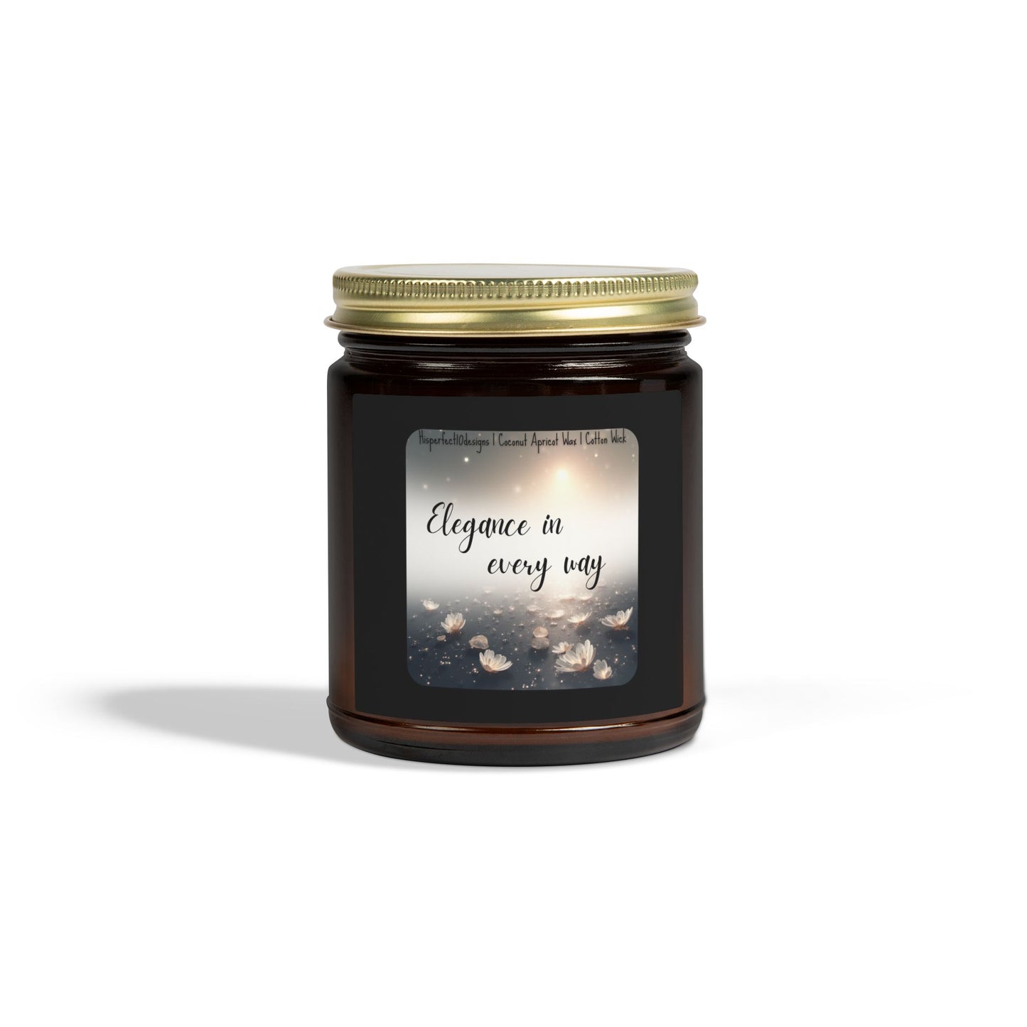 Scented Candle — Coconut Apricot Wax, "Elegance in every way" (9oz)