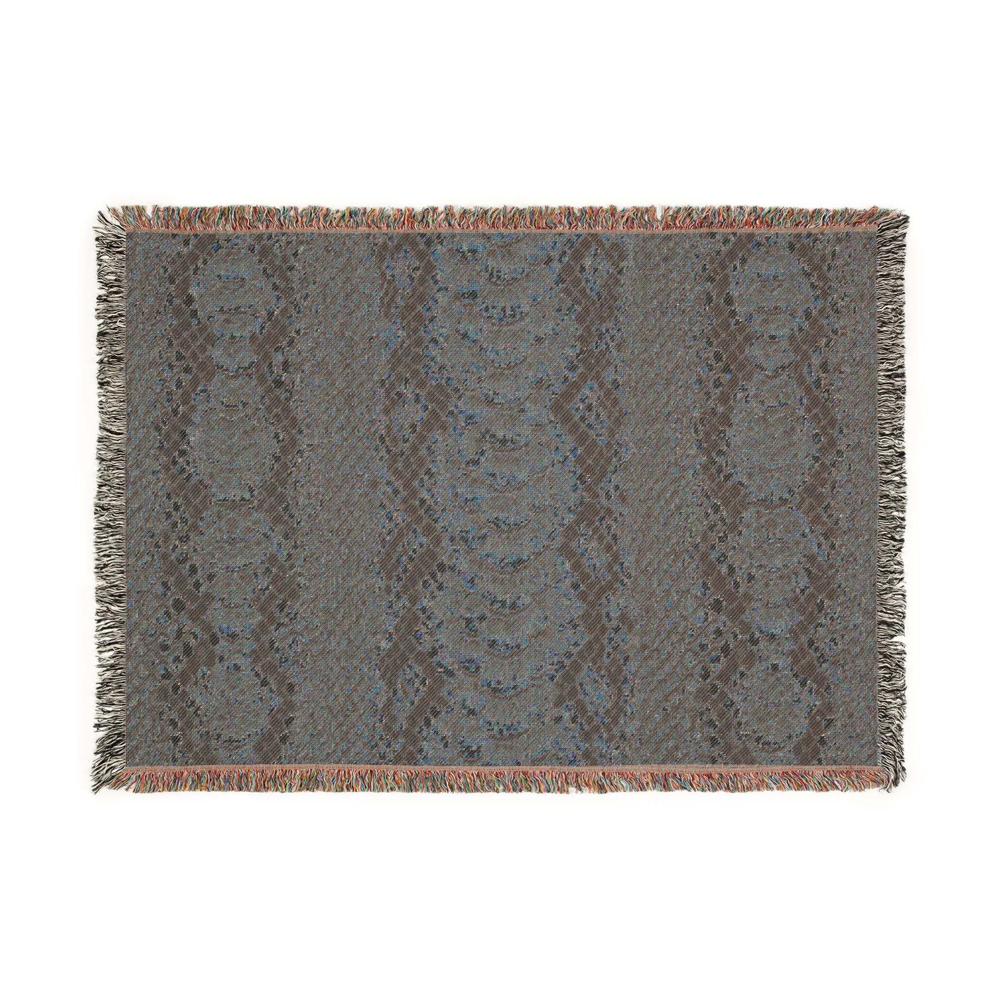 Woven Blanket — Neutral Snake Skin Pattern Throw for Living Room, Boho Farmhouse Decor