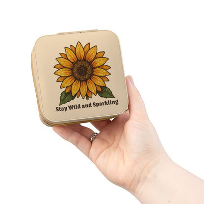 Sunflower Jewelry Travel Case — "Stay Wild and Sparkling" Compact Organizer