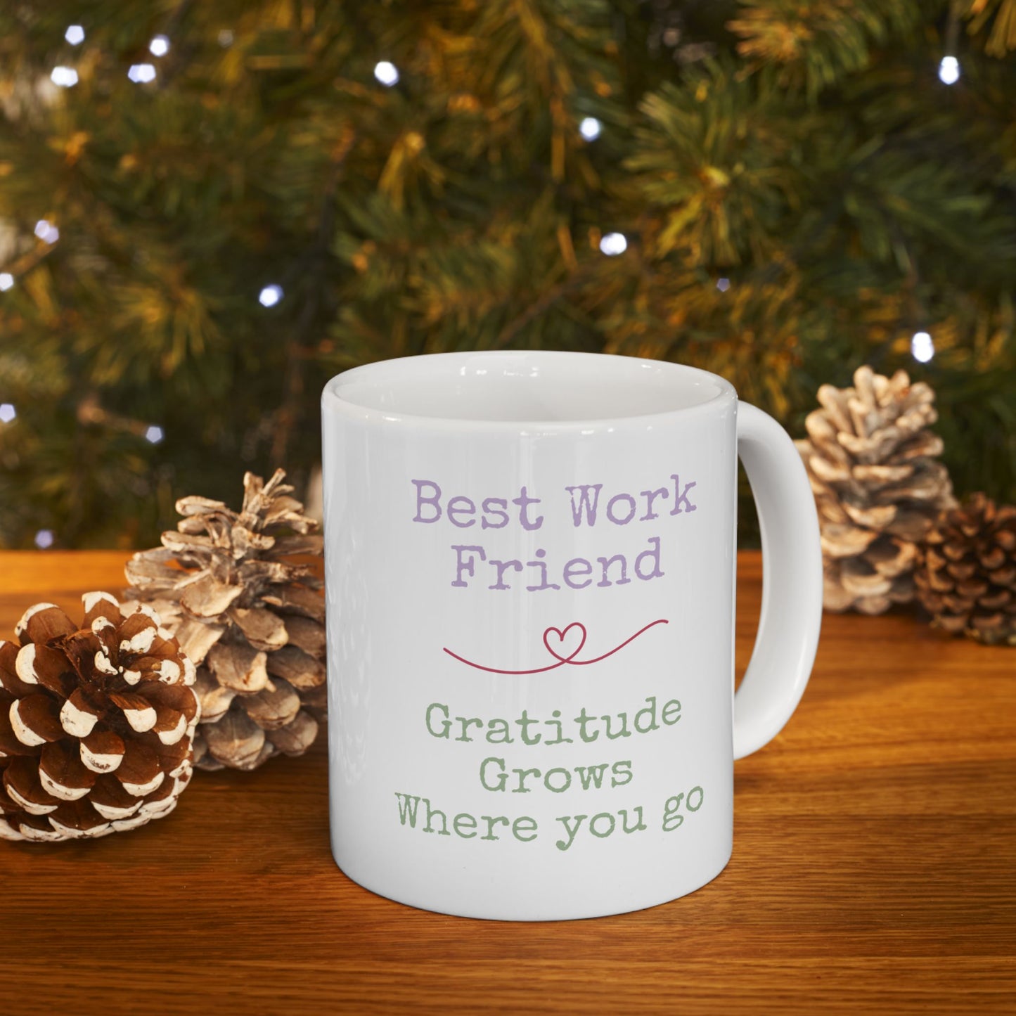 Floral Ceramic Mug — Best Work Friend | Heartwarming Coworker Gift (11oz & 15oz)