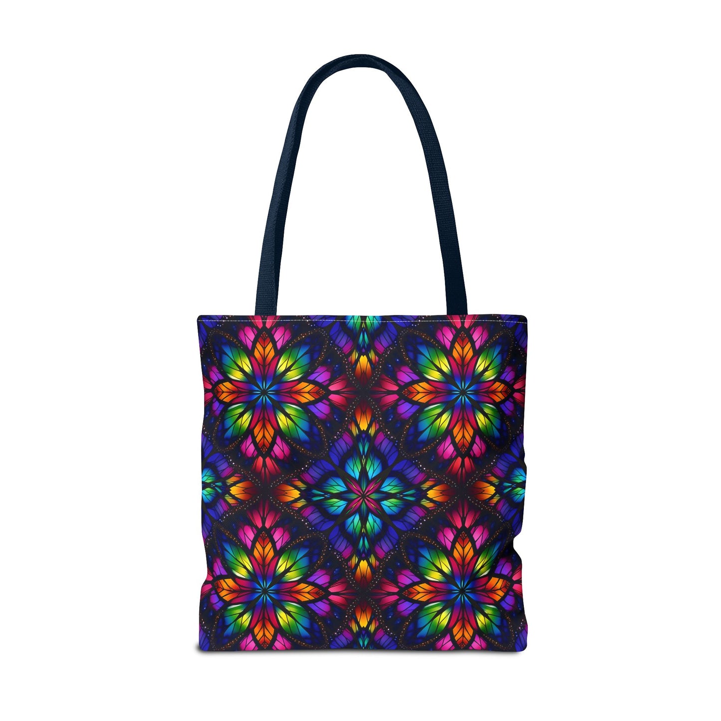 Kaleidoscope Floral Tote Bag — Vibrant Rainbow Boho All-Over Print