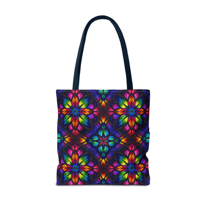 Kaleidoscope Floral Tote Bag — Vibrant Rainbow Boho All-Over Print