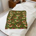 Dragon Velveteen Plush Blanket — Retro Floral Paisley Throw in Green & Pink