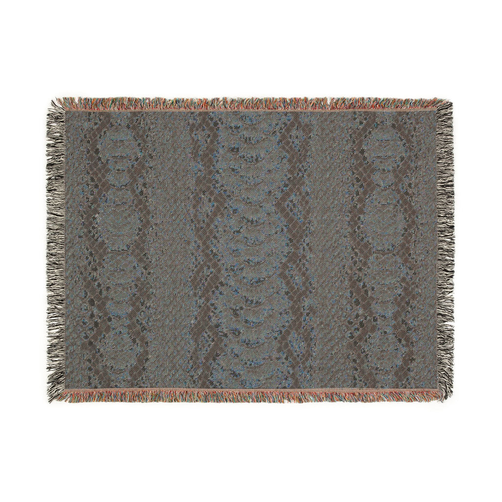 Woven Blanket — Neutral Snake Skin Pattern Throw for Living Room, Boho Farmhouse Decor