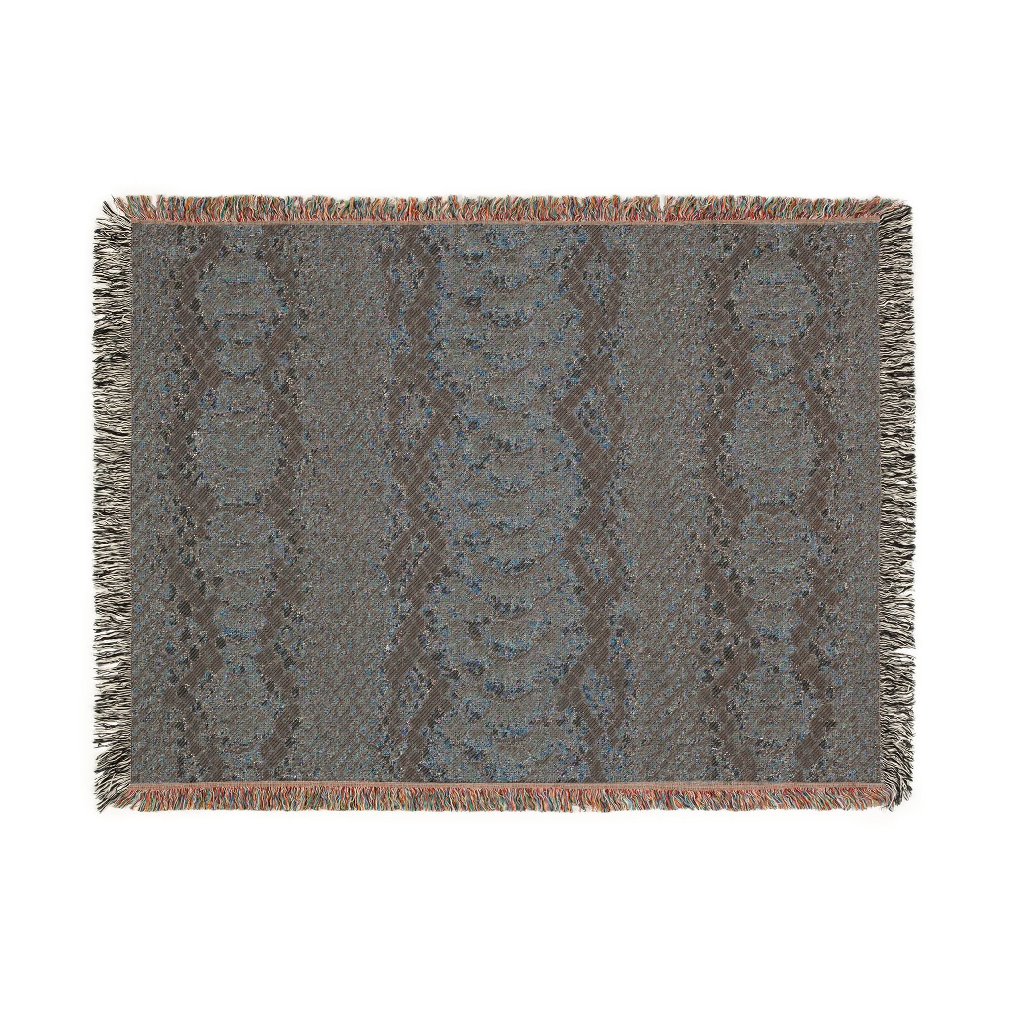 Woven Blanket — Neutral Snake Skin Pattern Throw for Living Room, Boho Farmhouse Decor