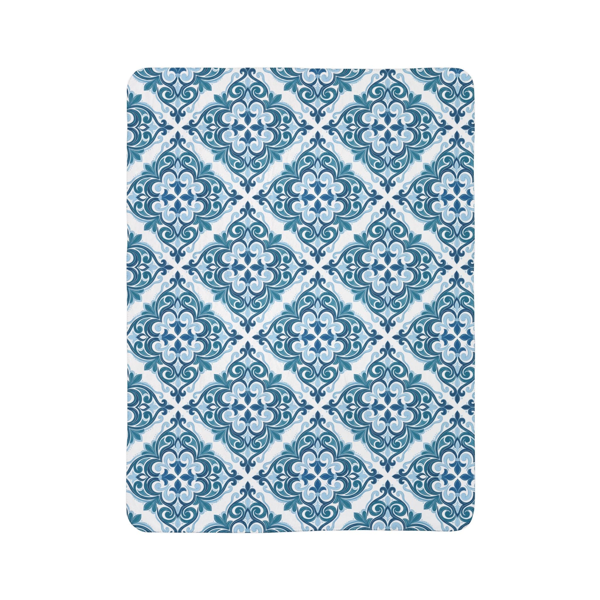 Blue Moroccan Tile Sherpa Blanket
