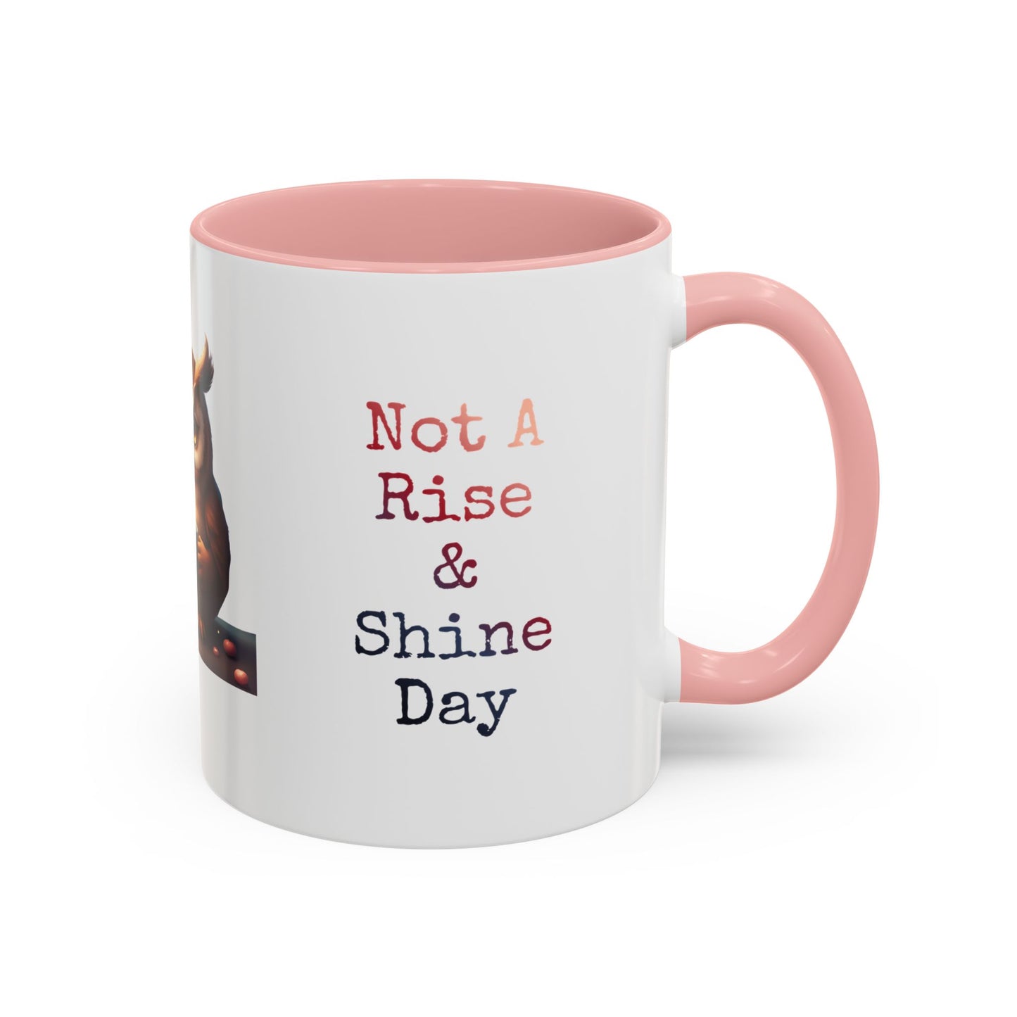 Coffee Mug — "Not A Rise & Shine Day"  —  Owl Accent Mug (11/15 oz) — Funny Morning Coffee Cup