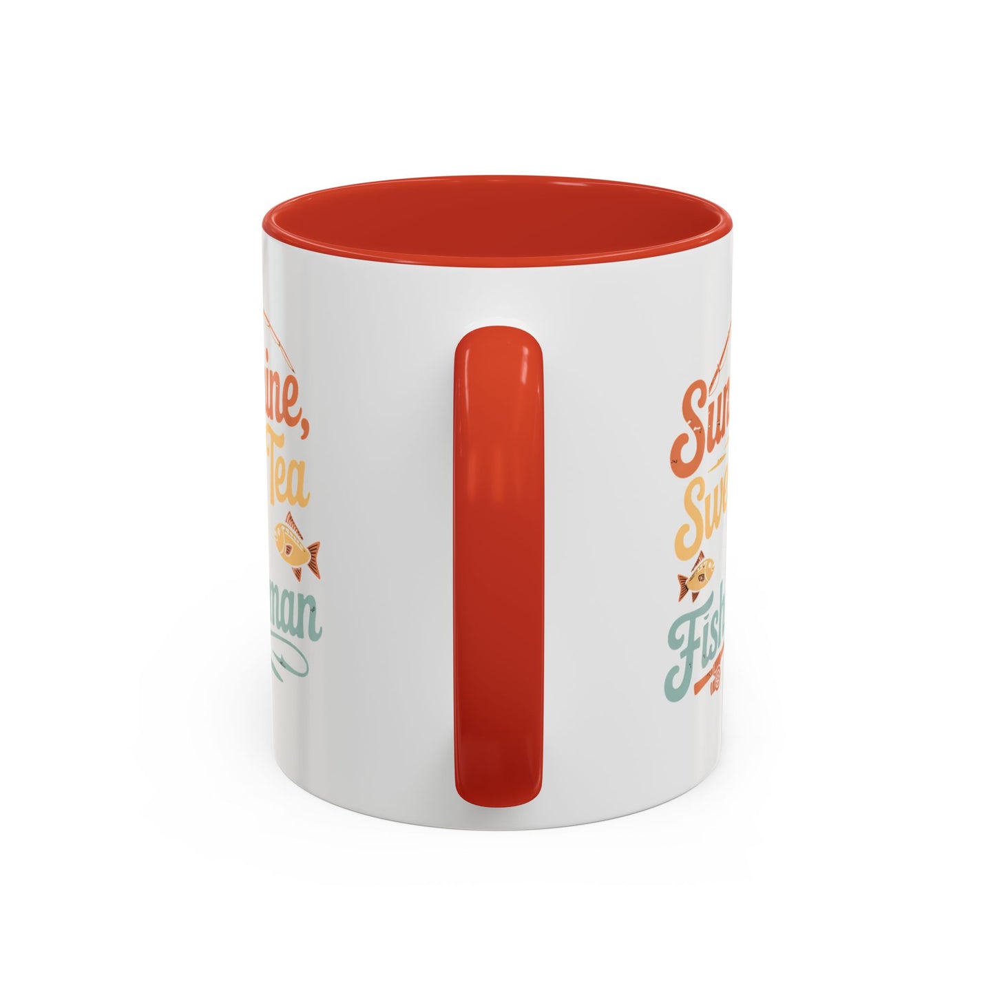 Ceramic Coffee Mug — "Sunshine, Sweet Tea, and my Fisherman" Retro Fishing Accent Mug