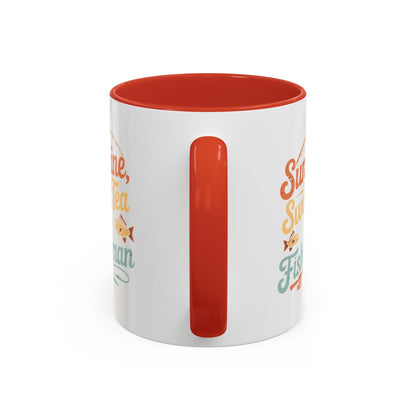 Ceramic Coffee Mug — "Sunshine, Sweet Tea, and my Fisherman" Retro Fishing Accent Mug