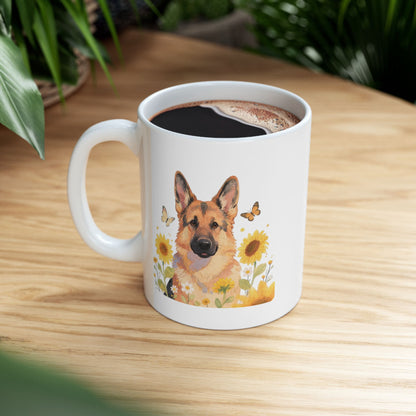 Ceramic Mug — "Peaceful Days" — German Shephard Coffee Cup (11oz/15oz)