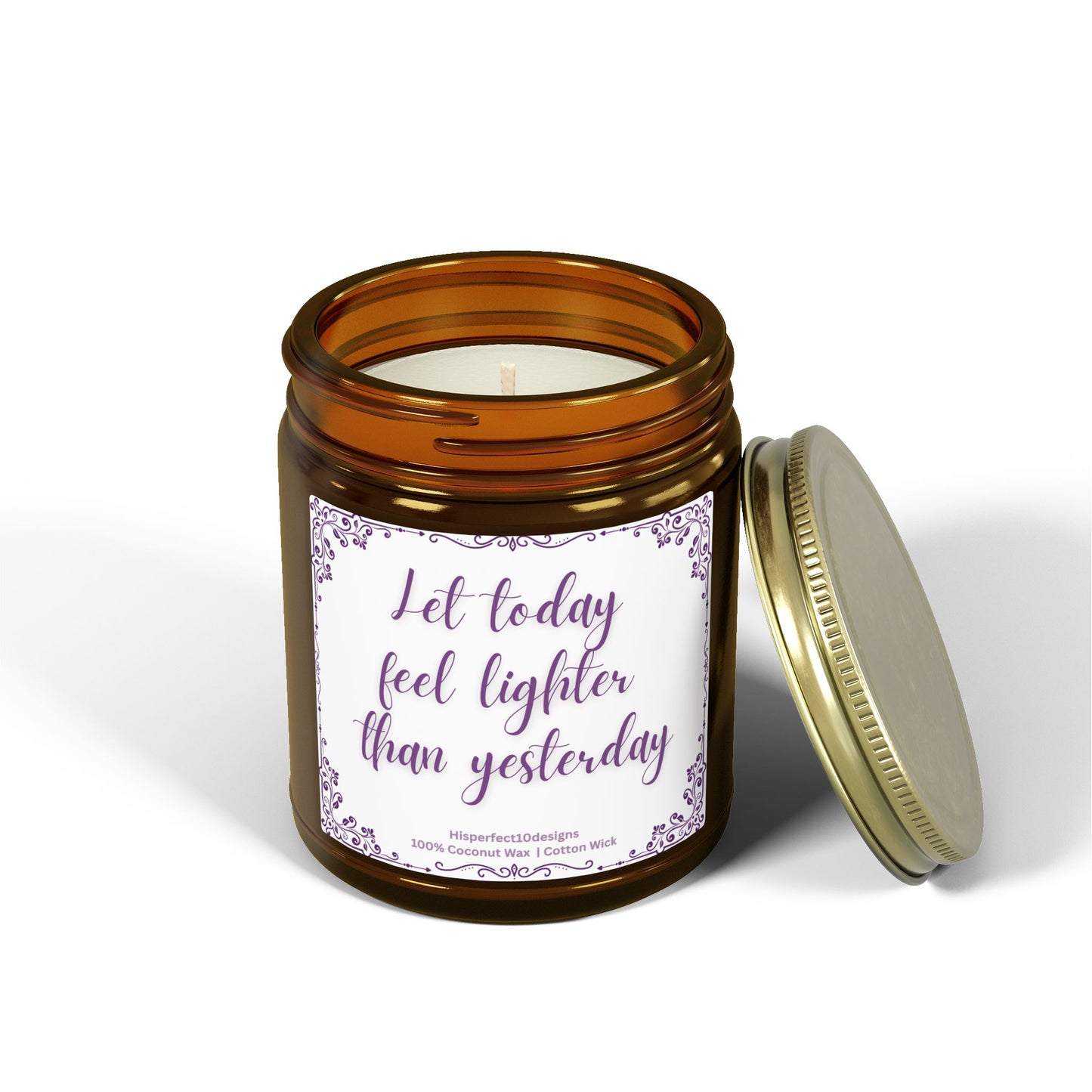 Scented Candle — Coconut Apricot Wax, "Let today feel lighter than yesterday" (9oz)