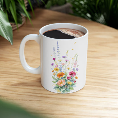 Floral Ceramic Mug — Best Work Friend | Heartwarming Coworker Gift (11oz & 15oz)