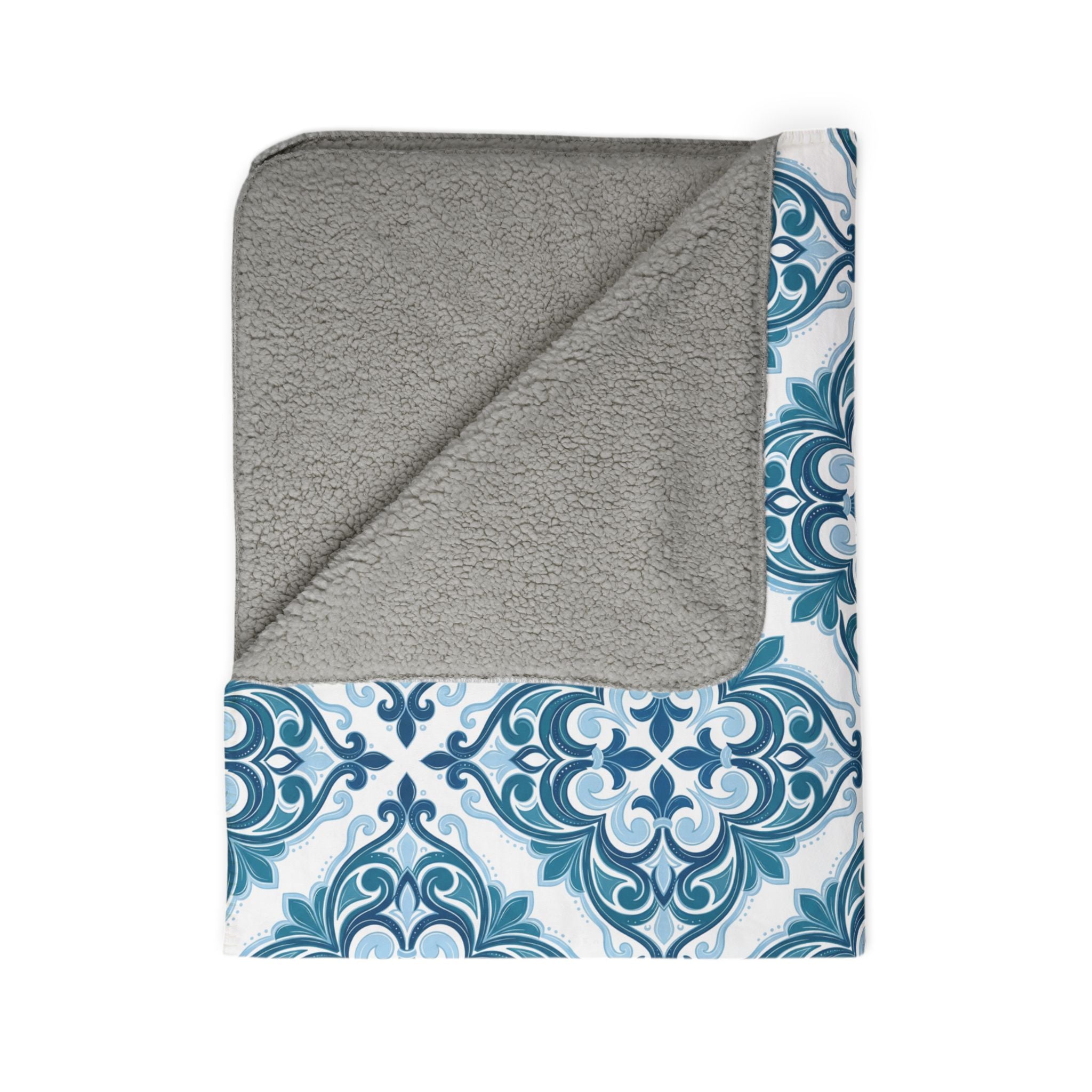 Blue Moroccan Tile Sherpa Blanket