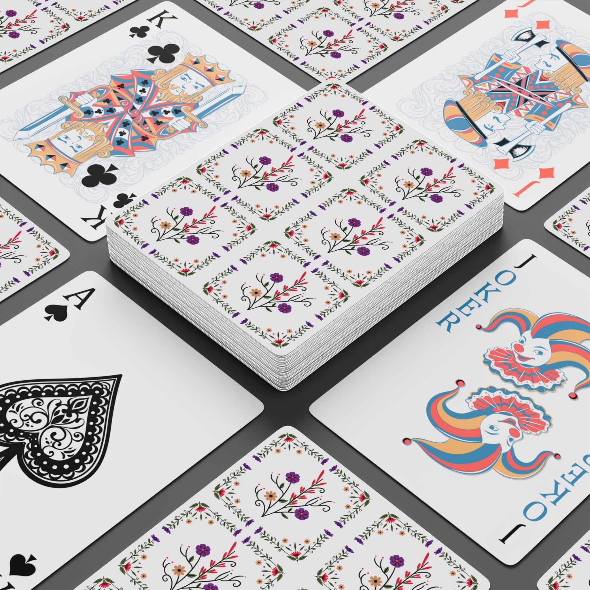 Floral Poker Playing Cards —Deck of Cards for Ladies Game Nights