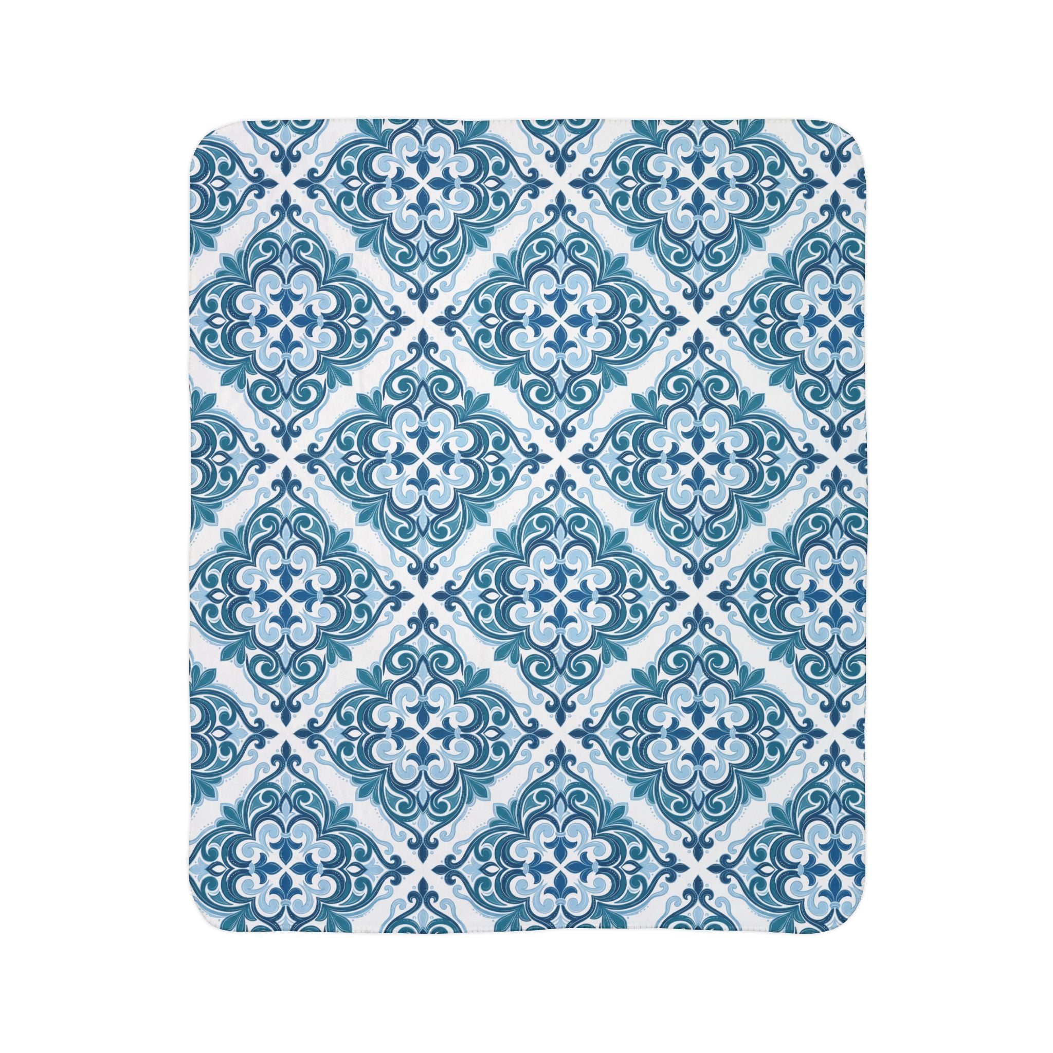 Blue Moroccan Tile Sherpa Blanket