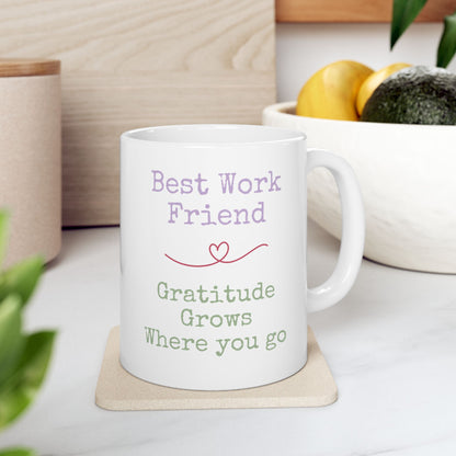 Floral Ceramic Mug — Best Work Friend | Heartwarming Coworker Gift (11oz & 15oz)