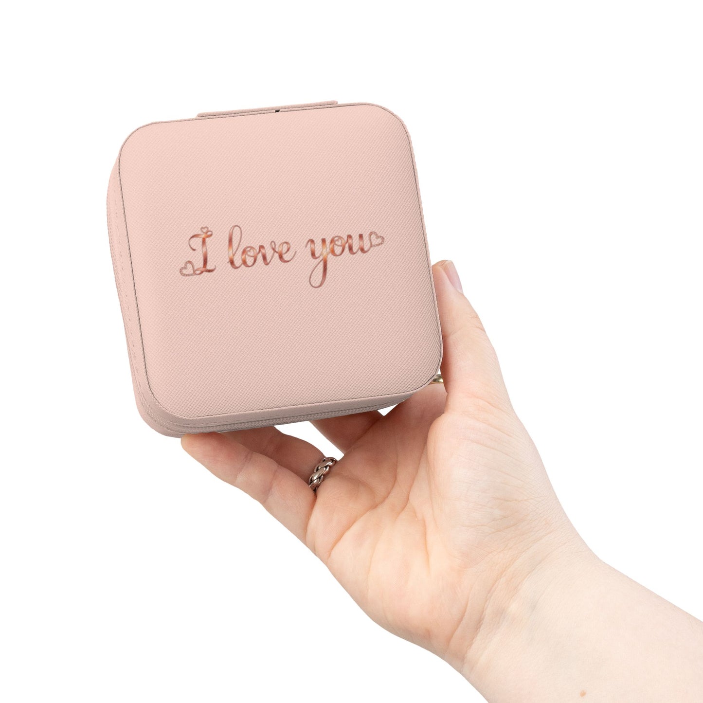 Travel Jewelry Case — Compact 'I Love You' Organizer for Rings, Earrings & Necklaces