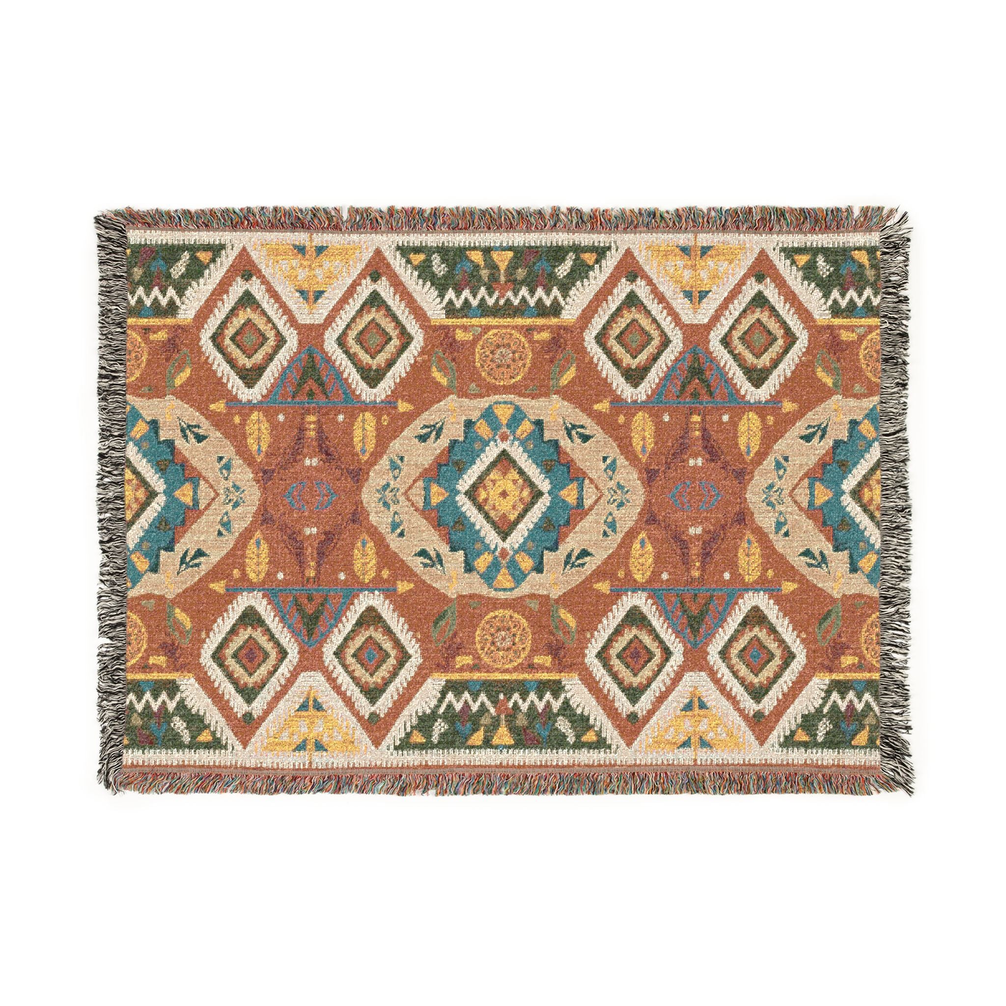 Boho Woven Blanket — Lightweight Pattern Throw for Living Room & Patio