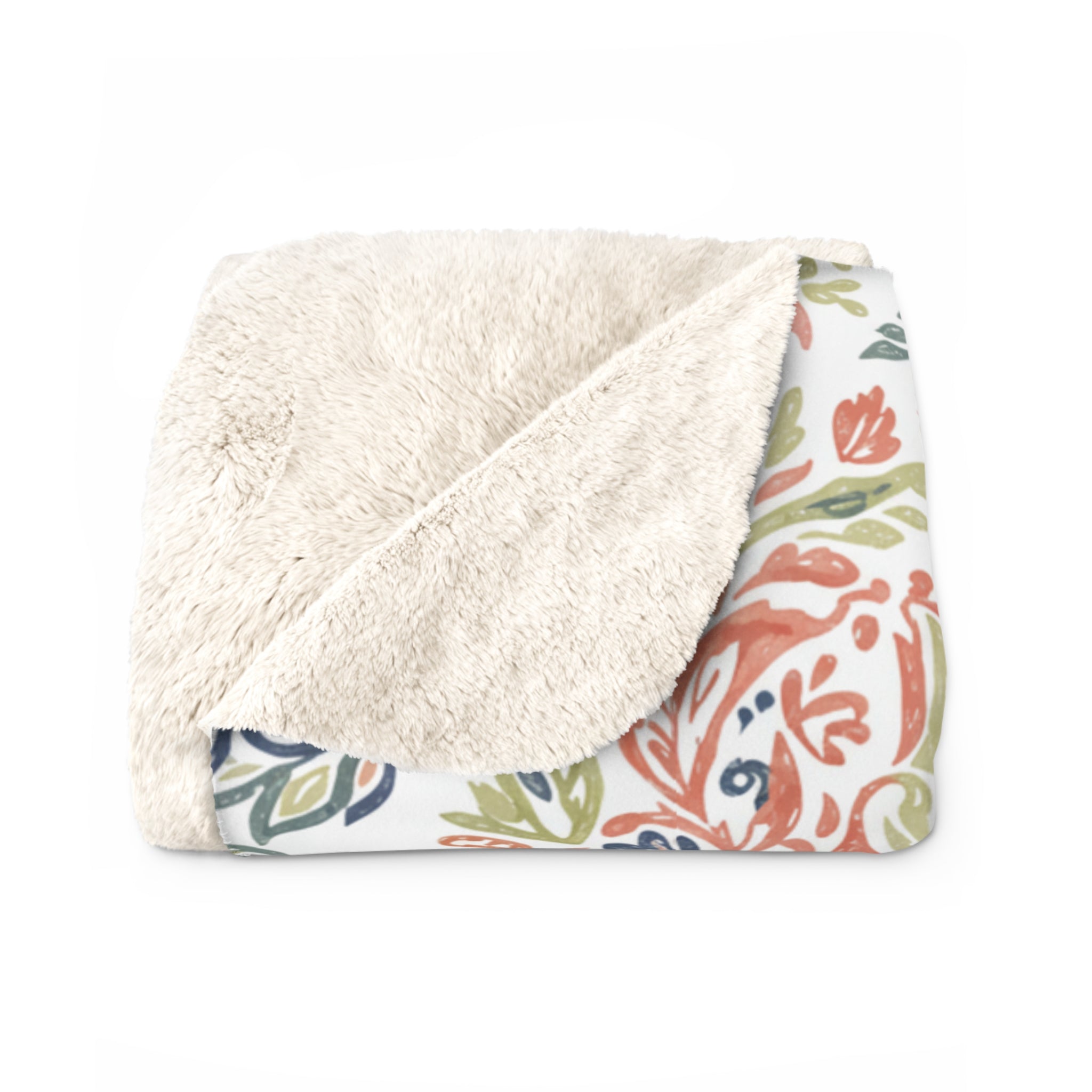 Floral Paisley Sherpa Blanket — Cozy Fleece Throw for Living Room & Gifts