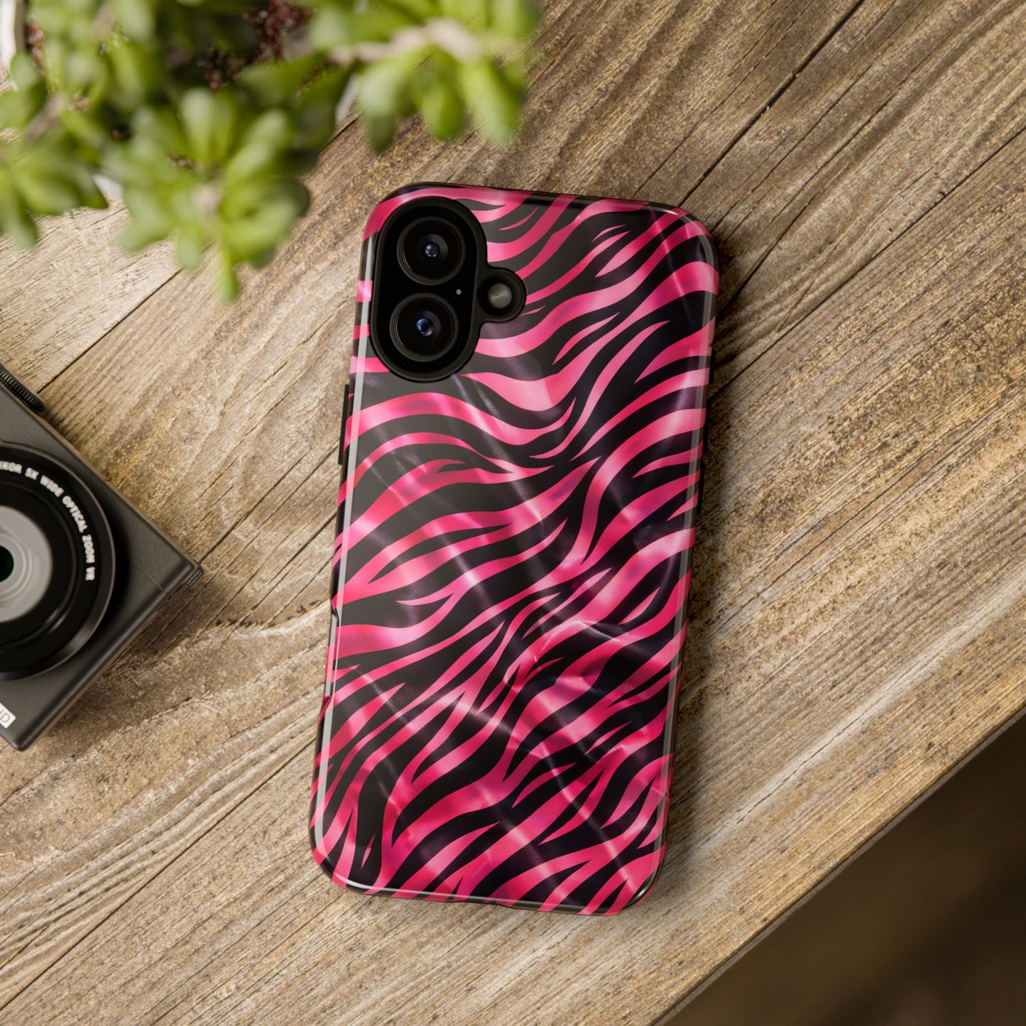 Pink Zebra Tough Phone Case — Glossy Protective Phone Cover