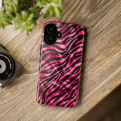 Pink Zebra Tough Phone Case — Glossy Protective Phone Cover