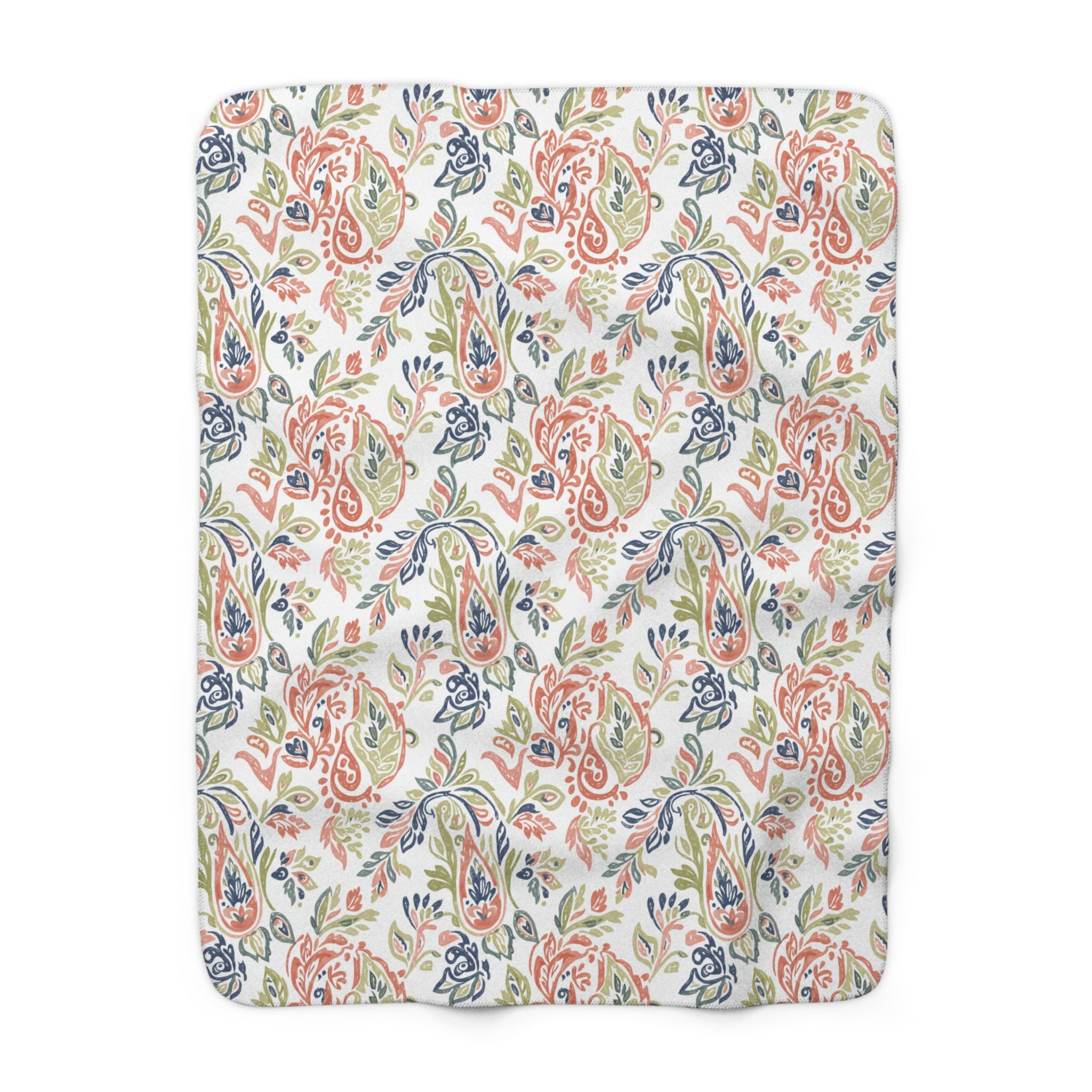 Floral Paisley Sherpa Blanket — Cozy Fleece Throw for Living Room & Gifts