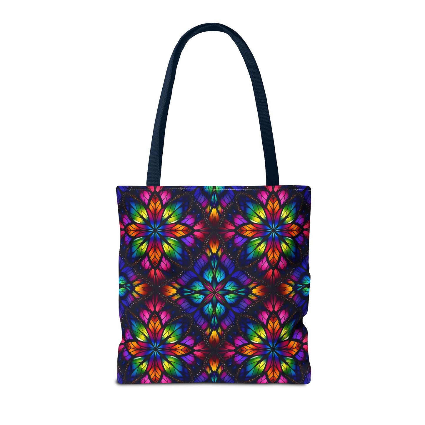 Kaleidoscope Floral Tote Bag — Vibrant Rainbow Boho All-Over Print