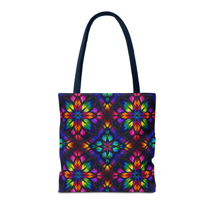 Kaleidoscope Floral Tote Bag — Vibrant Rainbow Boho All-Over Print