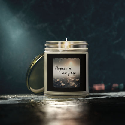 Scented Candle — Coconut Apricot Wax, "Elegance in every way" (9oz)