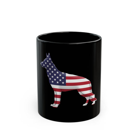 American Flag German Shepherd Mug – Patriotic Dog Lover Coffee Cup (11oz/15oz)