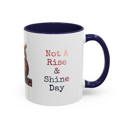 Coffee Mug — "Not A Rise & Shine Day"  —  Owl Accent Mug (11/15 oz) — Funny Morning Coffee Cup