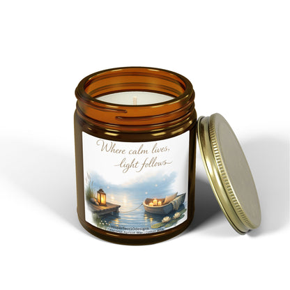 Scented Candle —  Coconut Apricot Wax, "Where calm lives, light follows" (9oz)