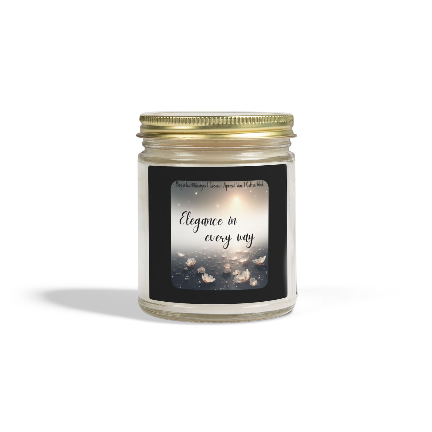Scented Candle — Coconut Apricot Wax, "Elegance in every way" (9oz)