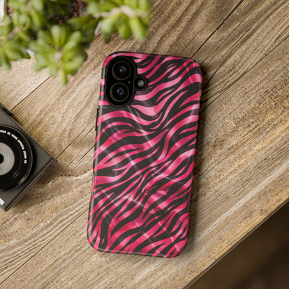 Pink Zebra Tough Phone Case — Glossy Protective Phone Cover