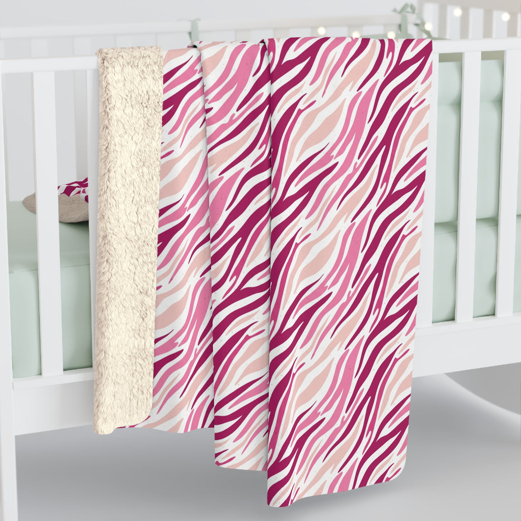 Pink Zebra Sherpa Blanket — Cozy Fleece Throw for Girls & Teens