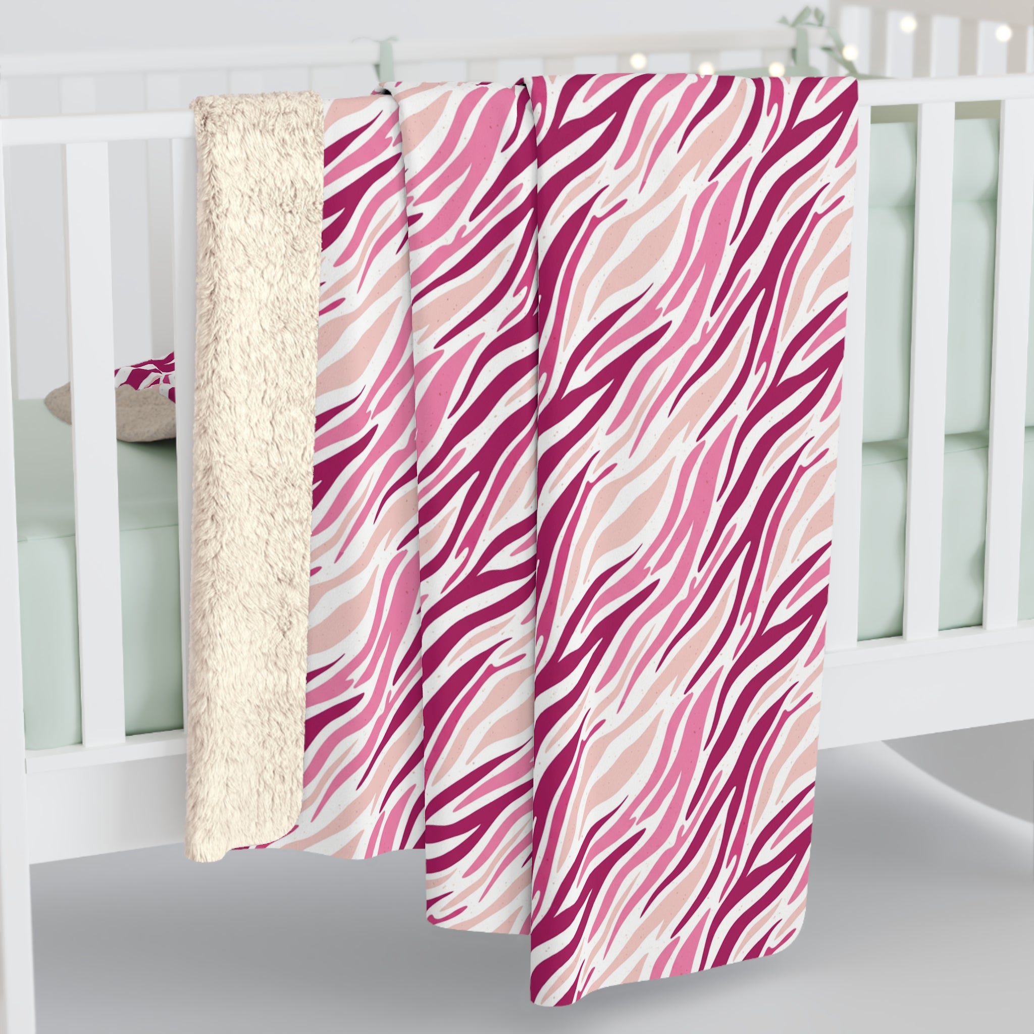 Pink Zebra Sherpa Blanket — Cozy Fleece Throw for Girls & Teens