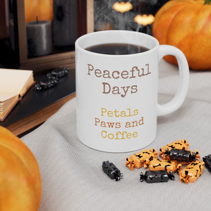 Ceramic Mug — "Peaceful Days" — German Shephard Coffee Cup (11oz/15oz)
